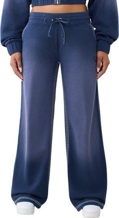 True Religion Super T Stitch Wide Leg Sweatpants in Med Indigo Wash With Dry Prcss at Nordstrom, Size Xx-Large