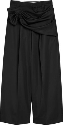 Simone Rocha Simone Rocha Draped Wide-leg Gabardine Trousers - Black - 10 (UK10 / S)