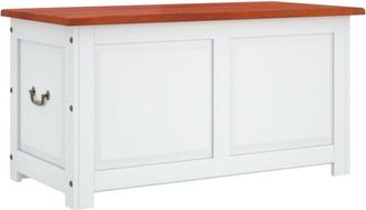 vidaXL vidaXL Storage Chest with Lid Brown and White Solid Wood Acacia