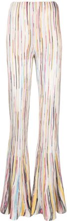 Missoni stripe-pattern semi-sheer flared trousers - women - Silk/Polyamide/Polyester/Spandex/Elastane/Viscose - 40 - Neutrals