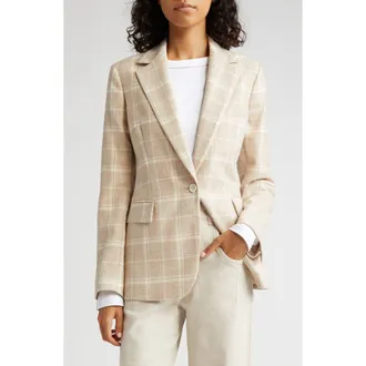 Eleventy Plaid Wool Blend Blazer in Sabbia at Nordstrom, Size 46