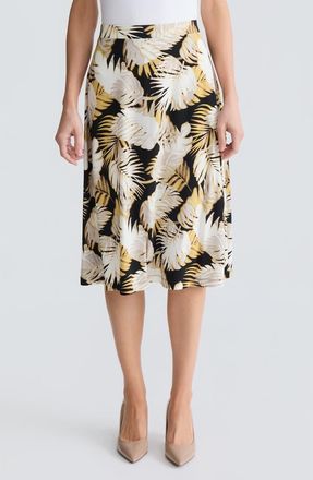 Kasper Palm Print Knit Midi Skirt in Black Multi at Nordstrom, Size X-Small