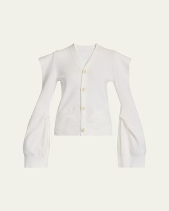 sacai Cold-Shoulder V-Neck Cardigan