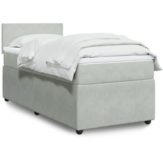 vidaXL Cama Box Spring Con Colch&oacute;n Terciopelo Gris Claro 100x200 Cm Vidaxl