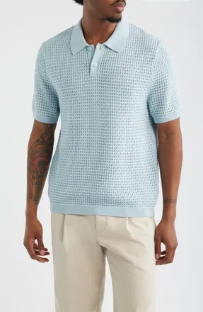 Open Edit Texture Knit Polo Top in Blue Winter at Nordstrom, Size Xx-Large