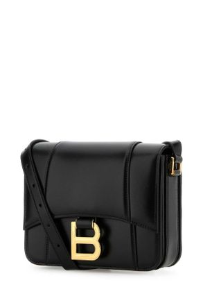 Balenciaga Womens Black Leather Small Hourglass Crossbody Bag Borse A Tracolla