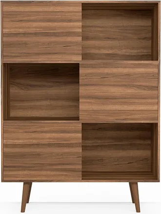 HERDASA Librer&iacute;a, Aparador De La Colecci&oacute;n Nordic (881), En Melamina Con Pies De Madera De Haya. Nogal