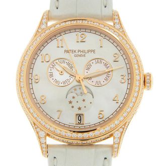 Patek Philippe Pre-owned Patek Philippe Complications Diamond White Balinese Mother Of Pearl Dial Ladies Watch 4948R-001