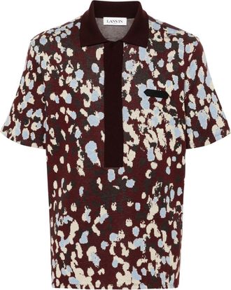 Lanvin patterned-jacquard cotton polo shirt - men - Cotton - L - Red