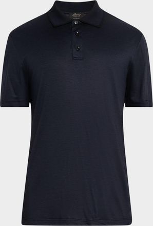 Brioni Mens Stairweave s180 Wool Polo Shirt
