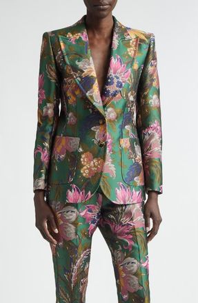 Etro Floral Jacquard Blazer in Multicol On Green Base at Nordstrom, Size 42