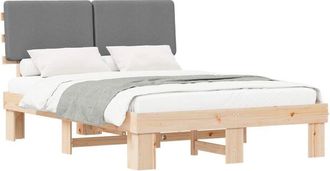 vidaXL Bed Frame with Upholstered Headboard Light Grey 140 x 200 cm vidaXL