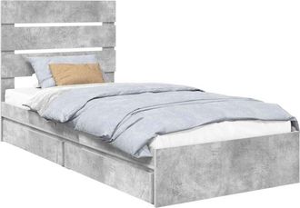 vidaXL Storage Bed Concrete Grey 90 x 190 cm Engineered Wood vidaXL