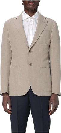 Giorgio Armani Beige Linen Blazer Patch Pockets