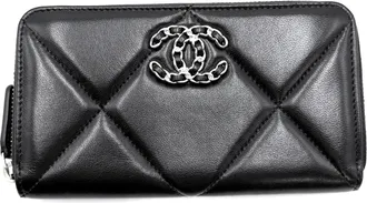 Chanel Matelasse Black Leather Long Wallet (Bi-Fold) (Pre-Owned)