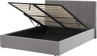 Beliani Ottoman Bed Velvet VION 160 x 200 cm (EU King Size) Grey