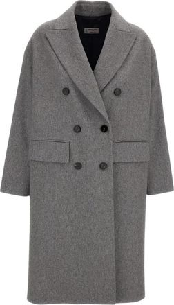 Alberto Biani Dubbele-breasted jas - Dames - Mantel - Grijs - S - Wol - Jassen
