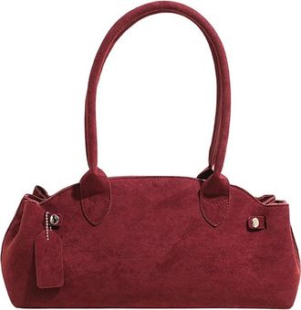 Generic Underarm Shoulder Bags, Compatible For Women Suede Casual Tote Sac Bag Solid Color Handbag(Red)