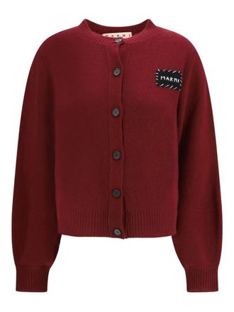 Marni logo-patch button-fastening cardigan - Red