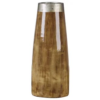 Beliani Beliani - Jarr&oacute;n Florero Decorativo Madera Oscura Terracota Elegante Cyrene