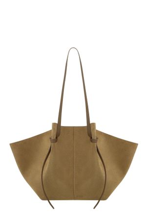 Yuzefi Fennel Large Mochi Knot Handle Suede Tote Bag