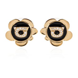Ferragamo Ear Stud Flo - Dames - Oorbellen - Zwart - ONE Size - Leer - Accessoires
