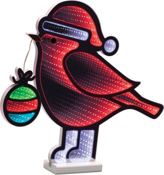 Melrose International Holiday Cardinal Bird Ekkolight 15.75H - Red, White, Green