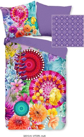 Hip Wendebettwäsche »Vitori« 2 Stk. tlg. Mako-Satin, 135x200, Reissverschluss, Wendeoptik, Mandala, Bunt, Lila