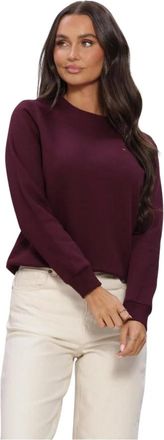 Tommy Jeans TJW Reg S Flag Crew - Dames - Sweatshirts & Hoodies - Paars - Maat: M Katoen