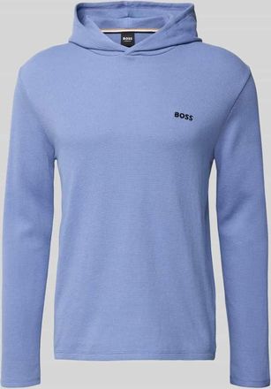 HUGO BOSS Comfort Fit Langarmshirt aus Baumwoll-Mix Modell WAFFLE in Jeansblau, Größe XXL