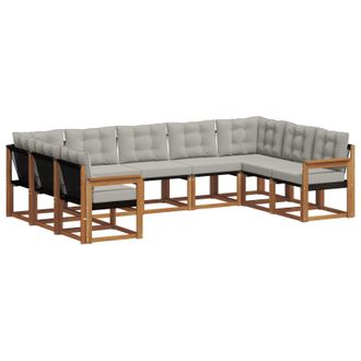 vidaXL Conjunto De Sof&aacute;s De Exterior 9 Pcs Gris Natural Y Claro Vidaxl