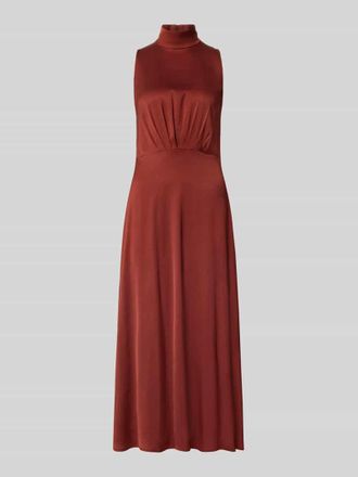 Drykorn Maxikleid mit Stehkragen und Drapierungen Modell AMABEL in Rostrot, Gr&ouml;&szlig;e 34