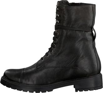 Omoda Zwarte leren veterlaars - Dames - Veterlaarzen - Zwart - 36 EU - Leer - Schoenen
