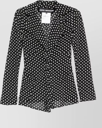 Junya Watanabe fitted blazer polka dot lapel collar