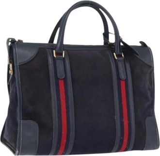 Gucci Pre-owned Handbags, female, Blue, Size: ONE SIZE Pre-owned Vintage Suede Handbag