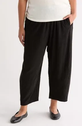 Max Studio Corduroy Knit Crop Barrel Leg Pants in Black at Nordstrom Rack, Size 1 X