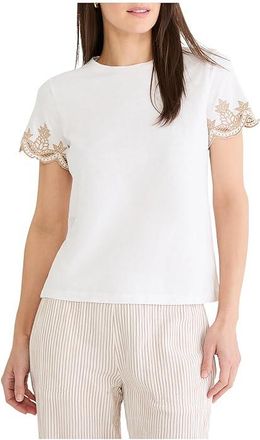 Nic+Zoe Deco Sleeve Cotton Slub T-Shirts Womens Clothing Paper White : XS, Cotton/Modal