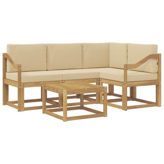 vidaXL Conjunto De Sof&aacute;s De Exterior Con Coj&iacute;n 5 Pcs Y Beige Vidaxl