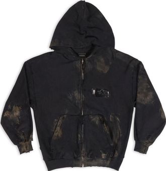 Balenciaga Gaffer Zip-Up Hoodie Small Fit Black White Red 720424-TNVK5-1089