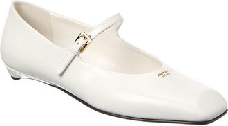 Prada Logo Mary Jane Leather Flat