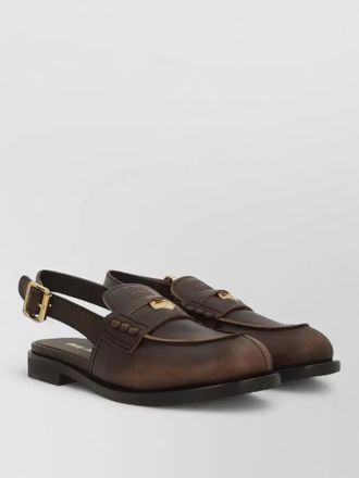 Miu Miu leather slingback loafers penny strap design
