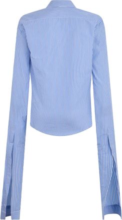 Coperni Womens Striped Long-Sleeve Shirt Light Blue Polyester
