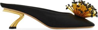 Ferragamo Round Point F Heel - Dames - Muiltjes - Zwart - 37 1/2 EU - Schoenen
