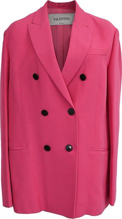 Valentino Garavani Double-Breasted Blazer in Pink Silk