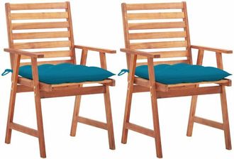 vidaXL Sillas Comedor De Jard&iacute;n 2 Uds Madera Maciza Acacia Y Cojines Vidaxl