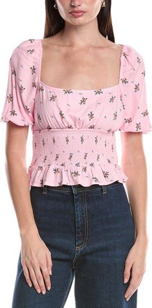 AFRM Afrm Haley Smocking Waist Puff Sleeve Top