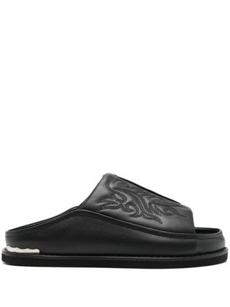 Toga Archives embroidered sandals - men - Leather/Leather/Rubber - 41 - Black