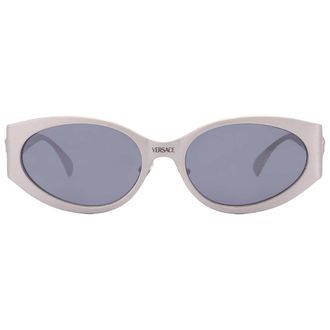 Versace Light Grey Mirrored Black Oval Ladies Sunglasses VE2263 12666G 56
