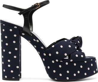 Saint Laurent Bianca Polka-Dot Sandalen