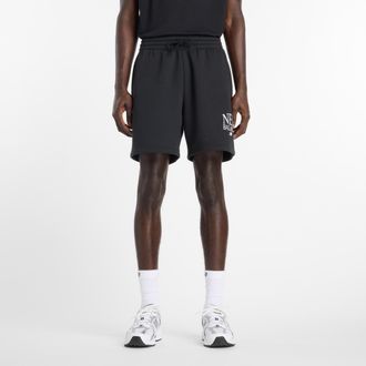 New Balance Sweatshorts NEW BALANCE, Herren, Gr. XXL, N-Gr, schwarz, Obermaterial: 60% Baumwolle, 40% Polyester, Hosen Sweatshorts, aus weicher Fleece-Qualit&auml;t, m